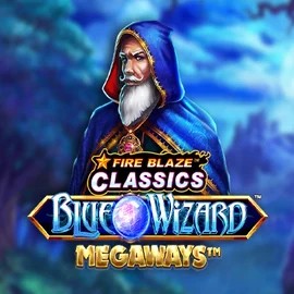 Fire Blaze Blue Wizard Megaways slot logo by Rarestone Gaming at O'Reels Casino UK